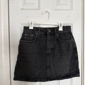 Classic Black Denim Skirt